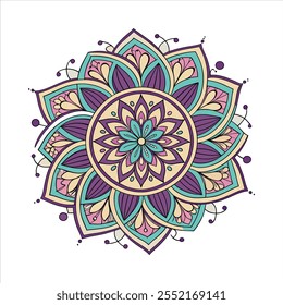 Vector dibujado a mano doodle mandala. Mandala étnico con adorno tribal colorido. Aislado. Colores brillantes.