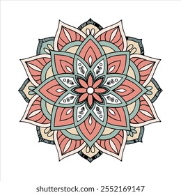 Vector hand drawn doodle mandala. Ethnic mandala with colorful tribal ornament. Isolated. Bright colors.