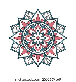 Mandala de doodle desenhado à mão vetor. Mandala étnica com ornamento tribal colorido. Isolado. Cores brilhantes.