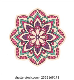 Vector hand drawn doodle mandala. Ethnic mandala with colorful tribal ornament. Isolated. Bright colors.