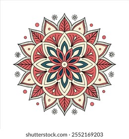 Vector hand drawn doodle mandala. Ethnic mandala with colorful tribal ornament. Isolated. Bright colors.