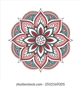 Vector hand drawn doodle mandala. Ethnic mandala with colorful tribal ornament. Isolated. Bright colors.