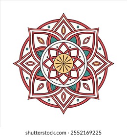Vector hand drawn doodle mandala. Ethnic mandala with colorful tribal ornament. Isolated. Bright colors.