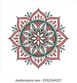 Vector dibujado a mano doodle mandala. Mandala étnico con adorno tribal colorido. Aislado. Colores brillantes.