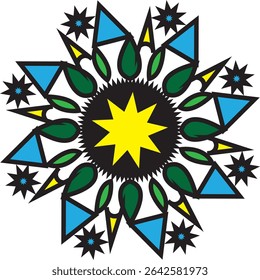 Vector hand drawn doodle mandala. Ethnic mandala with colorful tribal ornament. Isolated. Bright colors.