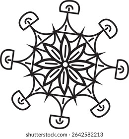 Vector hand drawn doodle mandala. Ethnic mandala with colorful tribal ornament. Isolated. Bright colors.