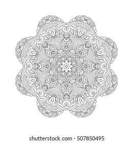 Vector hand drawn doodle mandala for coloring book. 
