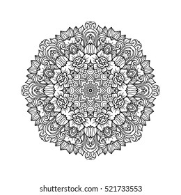 Vector hand drawn doodle mandala for coloring book. 