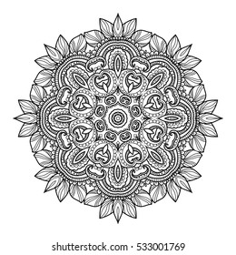 Vector hand drawn doodle mandala for coloring