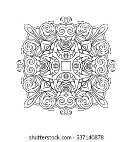 Vector hand drawn doodle mandala for coloring book. 