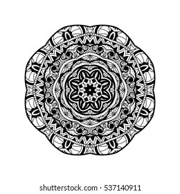 Vector hand drawn doodle mandala for coloring book. 