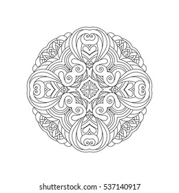 Vector hand drawn doodle mandala for coloring book. 