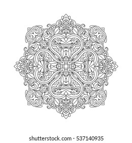 Vector hand drawn doodle mandala for coloring book. 