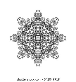 Vector hand drawn doodle mandala for coloring book. 