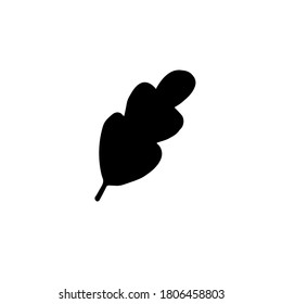 Vector hand drawn doodle oak leaf silhouette isolated on white background