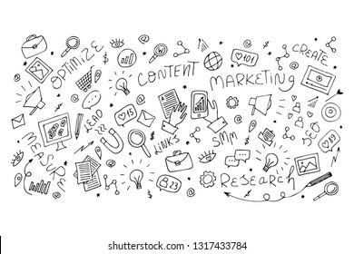 Vector hand drawn doodle outline illustration for pattern, fabric, textile, landing page