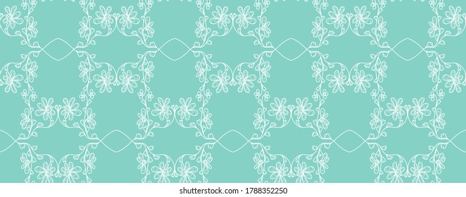 Vector hand drawn doodle outline decorative flowers Isolated on a light green background, element for coloring, book decoration, scrapbook, card, for wallpaper design, fabric, scarf, silk. Two color
