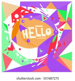 Vector Hand Drawn of Doodle party background. Greeting card design template with girl illustration. Pattern and wallpaper for fabric print.