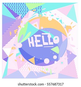 Vector Hand Drawn of Doodle party background. Greeting card design template with girl illustration. Pattern and wallpaper for fabric print.