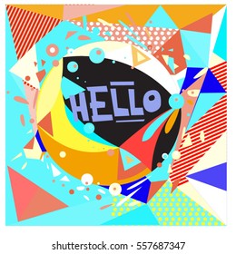 Vector Hand Drawn of Doodle party background. Greeting card design template with girl illustration. Pattern and wallpaper for fabric print.