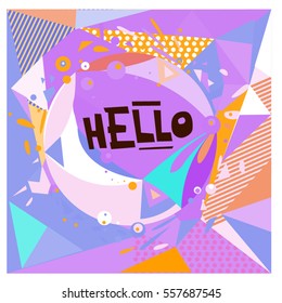 Vector Hand Drawn of Doodle party background. Greeting card design template with girl illustration. Pattern and wallpaper for fabric print.