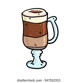 Vector hand drawn doodle printable illustration of cup of latte