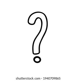 Vector hand drawn doodle question mark clip art isolated on white background. Black punctuation mark illustration. Simple art.