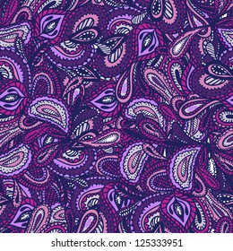 Vector hand drawn doodle seamless background in violet
