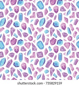 Vector hand drawn doodle seamless background with gems.
