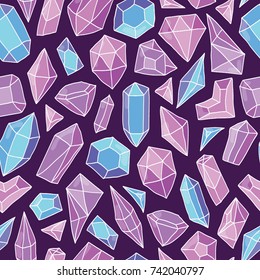 Vector hand drawn doodle seamless background with gems.