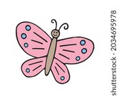 Vector hand drawn doodle sketch colored butterfly butter fly isolated on white background