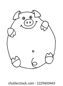 Vector hand drawn doodle sketch Pig outline picture.