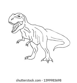 Vector hand drawn doodle sketch tyrannosaur dinosaur isolated on white background