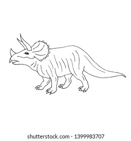 Vector hand drawn doodle sketch triceratops dinosaur isolated on white background 