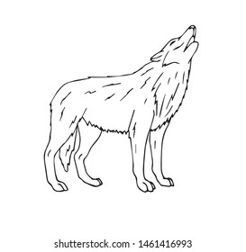 Black White Digital Illustration Standing Howling Stock Illustration ...