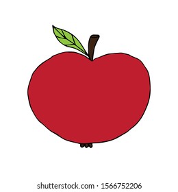 Vector hand drawn doodle sketch red apple isolated on white background