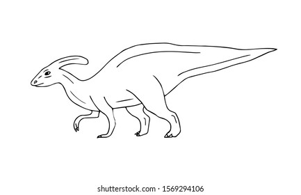 Vector hand drawn doodle sketch parasaurolophus dinosaur isolated on white background