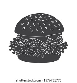 Vector hand drawn doodle sketch black burger isolated on white background