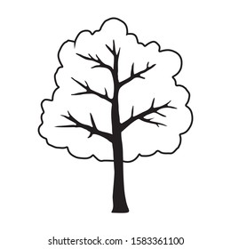 Vector hand drawn doodle sketch black outline tree isolated on white background