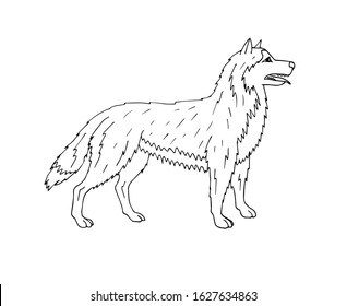 Vector hand drawn doodle sketch husky dog isolated on white background