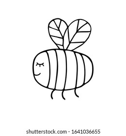 Vector hand drawn doodle sketch black bumblebee bee isolated on white background