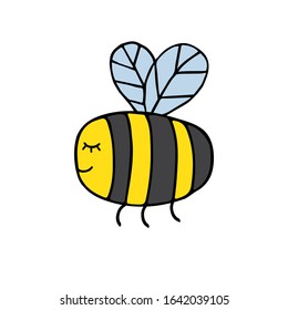 Vector hand drawn doodle sketch colored bumblebee bee isolated on white background