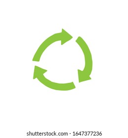 Vector hand drawn doodle sketch green round recycle symbol isolated on white background
