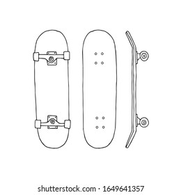 Vector hand drawn doodle sketch set of skateboard isolated on white background