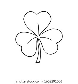 Vector Hand Drawn Doodle Sketch Shamrock Clover Icon Isolated On White Background
