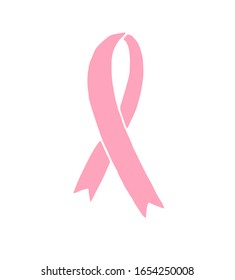 Vector Hand Drawn Doodle Sketch Pink Breast Cancer Ribbon Isolated On White Background