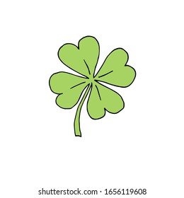 Vector Hand Drawn Doodle Sketch Green Shamrock Clover Isolated On White Background