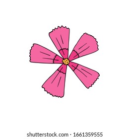 Esbozo de doodle dibujado a mano traza color rosa trapo salvaje aislado en fondo blanco