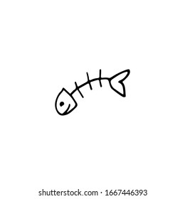 Vector hand drawn doodle sketch fish skeleton isolated on white background