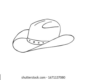 Vector hand drawn doodle sketch cowboy hat isolated on white background